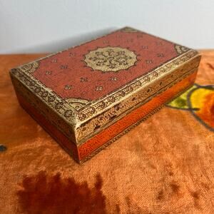 Vintage Gilt Wood Florentine Italian Cigarette Box Jewelry Trinket Dresser Italy